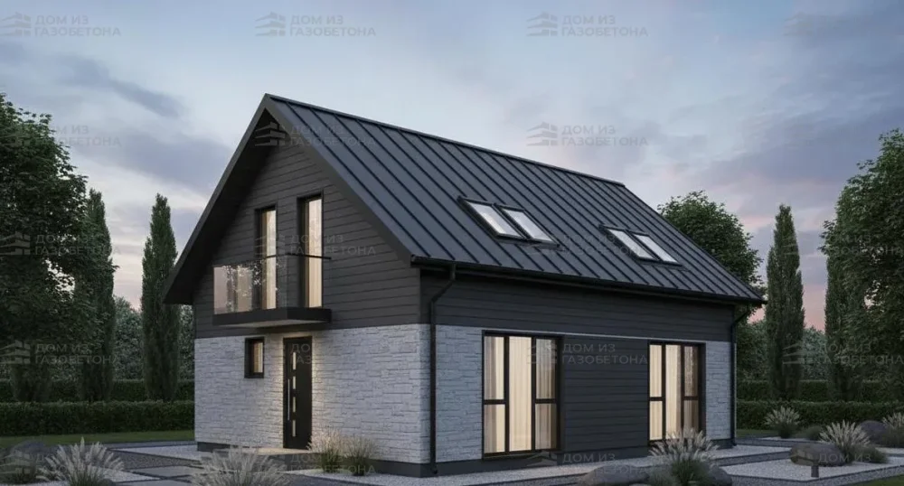 Проект Двухэтажный дом 12 на 8, 63 м2