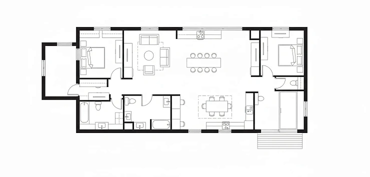 Проект Одноэтажный дом 14 на 12, 121 м2