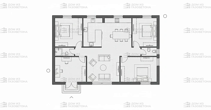 Проект Одноэтажный дом 9 на 17, 100 м2