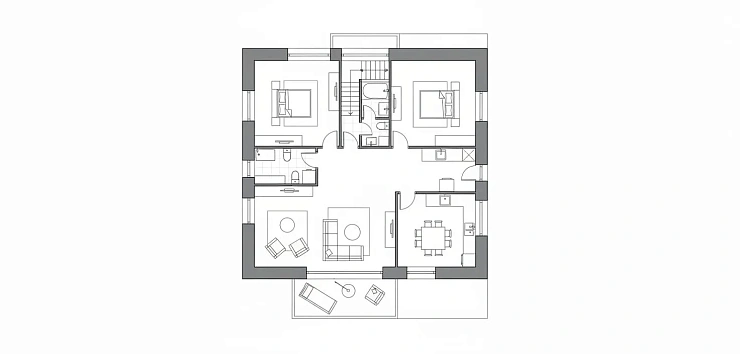 Проект Двухэтажный дом 10 на 10, 134 м2