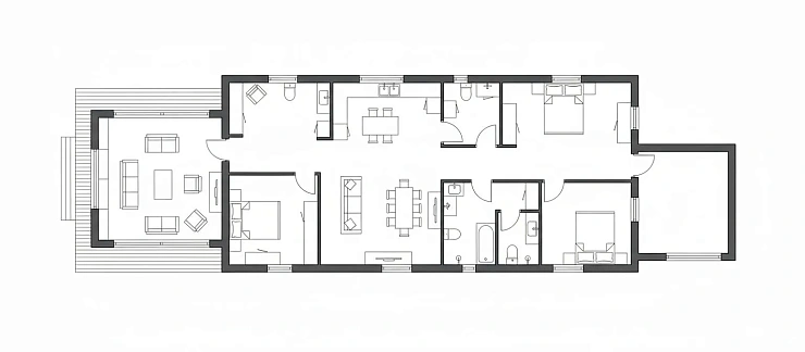 Проект Одноэтажный дом 18 на 11, 109 м2